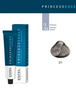 Vopsea cremă permanentă pentru păr PRINCESS ESSEX, 7/1 Castaniu gri , 60 ml