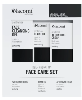 Set cadou pentru barbati Gentleman Nacomi (Gel de curatare pentru fata, Ulei pentru barba, Crema dupa ras)
