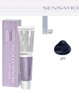 Vopsea fara amoniac pentru par DE LUXE SENSATION, 3/11 Saten inchis gri intensiv, 60 ml