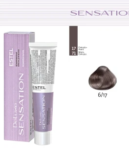 Vopsea fara amoniac pentru par DE LUXE SENSATION, 6/17 Castaniu inchis gri-maro, 60 ml