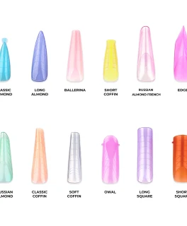 Tipse reutelizabile Dual Form Rainbow Mix Nails Company, 288 buc