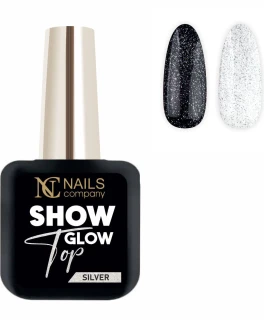 Top lucios cu particule reflectorizante Glow Snow Silver Nails Company, 11 ml