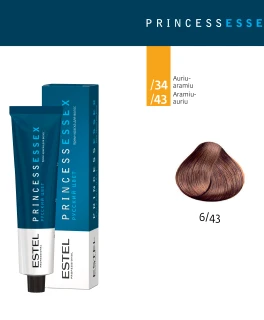 Vopsea cremă permanentă pentru păr PRINCESS ESSEX, 6/43 Castaniu închis aramiu-auriu, 60 ml