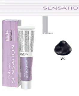 Vopsea fara amoniac pentru par DE LUXE SENSATION, 3/0 Saten inchis, 60 ml