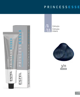 Vopsea-cremă permanentă pentru păr PRINCESS ESSEX CHROME, 3/11 Şaten gri intens, 60 ml