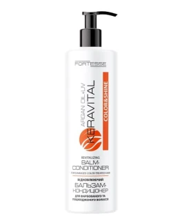 Balsam-conditioner cu ulei de argan si filtru UV pentru par deteriorat vopsit ACME Fortesse KeraVital Color&Shine, 400 ml