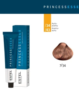 Vopsea cremă permanentă pentru păr PRINCESS ESSEX, 7/34 Castaniu auriu-aramiu, 60 ml