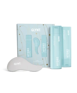 Set pentru toate tipurile de par HYDRO Christmas 2025 GLYNT (Sampon 250 ml, Balsam 200 ml, Perie)
