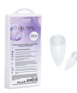 Tipse de gel Runail №7074, 240 buc 'Migdale' (transparente)