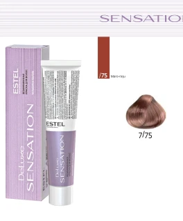 Vopsea fara amoniac pentru par DE LUXE SENSATION, 7/75 Castaniu maro-rosu, 60 ml