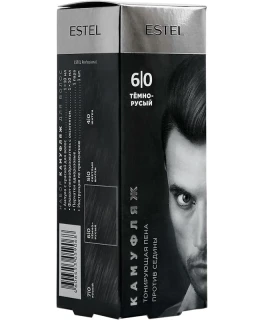 Set pentru camuflarea părului ESTEL ALPHA HOMME 6/0, Castaniu inchis (New 2024), 20 ml